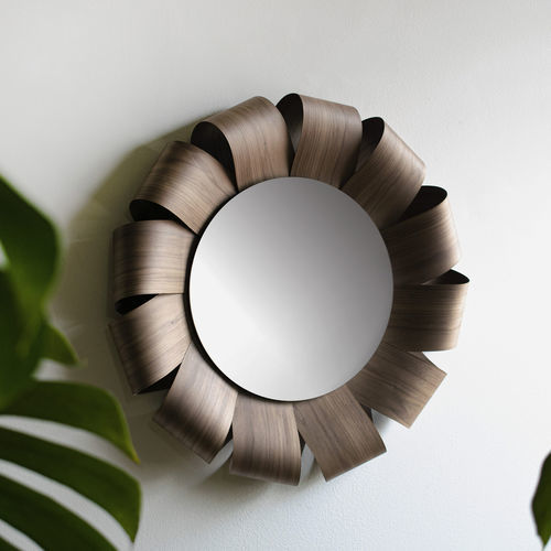 Miroir mural - BRISA - NOMON - contemporain / rond / en noyer