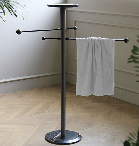 Porte-serviettes 2 barres - NOMON - sur pied / en métal / en frêne noir