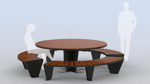 Table de pique-nique contemporaine - 484 - DIMCAR s.r.l. - en bois / en acier galvanisé / ronde