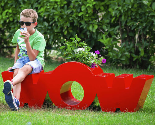 Banc public design original - WOW - DIMCAR s.r.l. - en acier galvanisé / sans dossier / sans accoudoirs