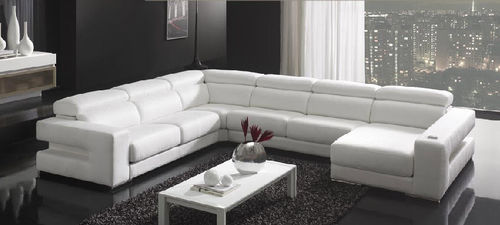 Canapé d'angle - OSCAR - Gamamobel - contemporain / en cuir / blanc