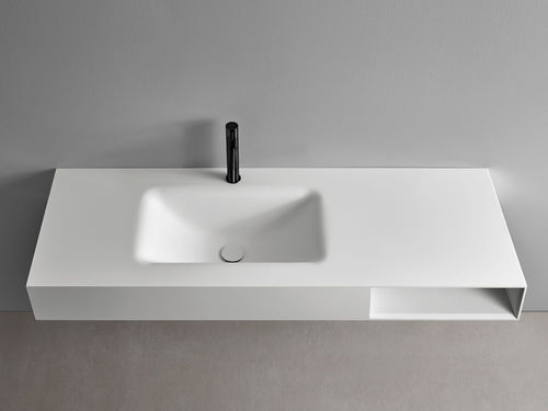 Vasque suspendue - M-SOFT - F.lli Stocco s.r.l. - en Corian® / avec étagère intégrée / rectangulaire