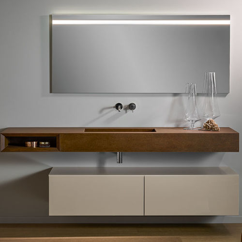 Vasque suspendue - M-QUAD - F.lli Stocco s.r.l. - en céramique / en porcelaine / avec étagère intégrée