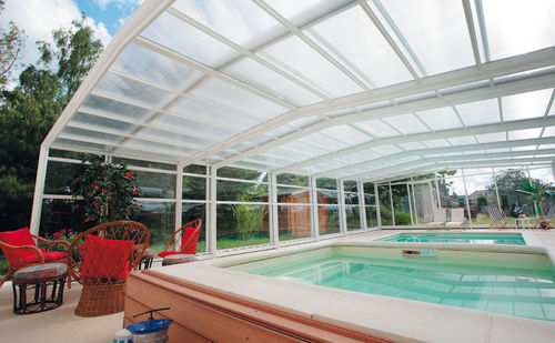 Abri de piscine haut - ABRISUD - télescopique / d'aluminium / avec actionnement manuel