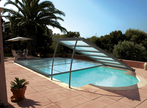 Abri de piscine plat - ACCESSIBLE DESIGN - ABRISUD - d'aluminium / avec actionnement manuel
