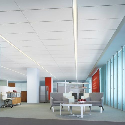 Panneau acoustique pour plafond - HALCYON™ LOGIX™ - USG - en fibre de verre / carré / rectangulaire