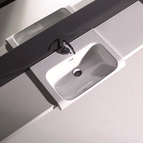 Vasque semi-encastrée - INKA 3411 - Ws Bath Collections - en céramique / avec mitigeur / rectangulaire