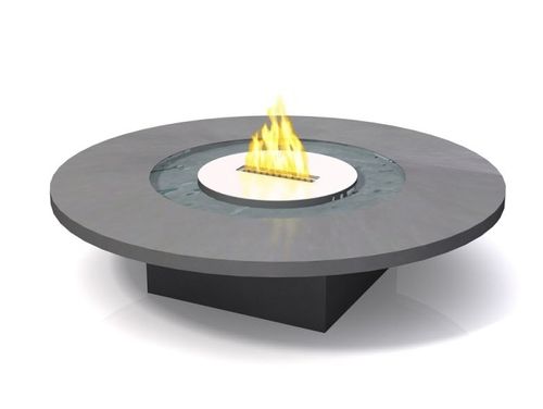 Table contemporaine - 917 - Vulcania - en béton / ronde / avec brûleur au bioéthanol