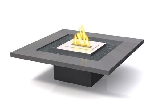 Table basse contemporaine - 918 - Vulcania - en béton / carrée / avec brûleur au bioéthanol