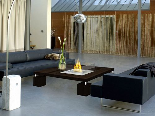 Table basse contemporaine - 825 - Vulcania - en bois / carrée / avec brûleur au bioéthanol