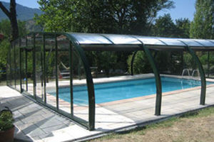 Abri de piscine haut - PARADISE - PISCINES MAGILINE - télescopique / en acier inoxydable / avec actionnement manuel