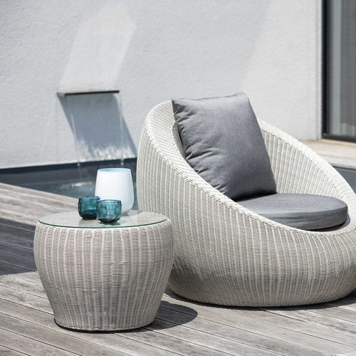 Table d'appoint contemporaine - ANNY - STERN MOEBEL - en osier / en verre / avec piètement en fibres synthétiques