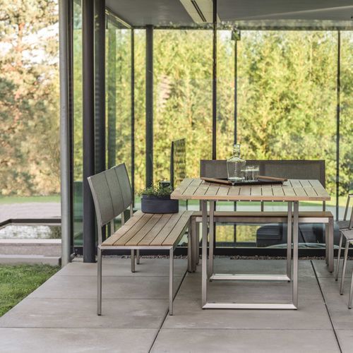 Banc contemporain - VIONA - STERN MOEBEL - en teck / en Textilene® / en acier inoxydable