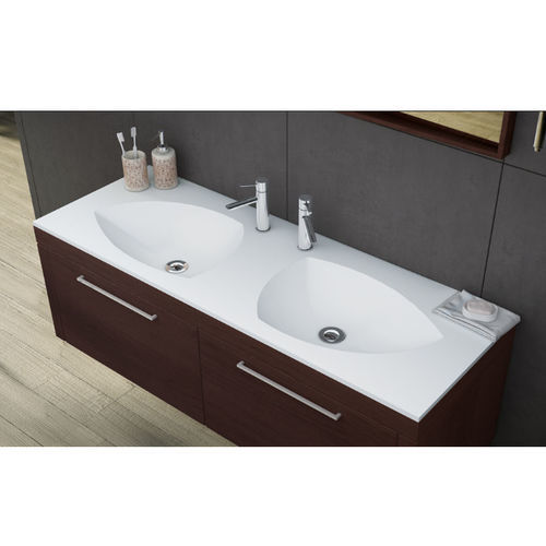 Vasque affleurante - AMELIPLUS 2 - Mundilite - en Solid Surface / avec plan intégré / double