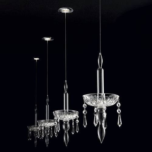 Suspension - LIMELIGHT :  1.1 - Façon de Venise - en acier inoxydable poli / en cristal / classique