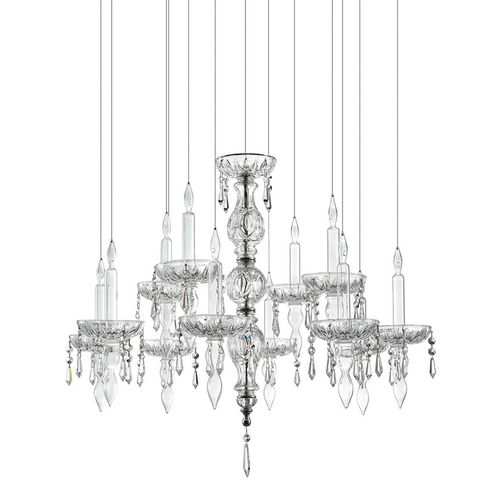 Lustre classique - LIMELIGHT : 12.4 - Façon de Venise - en cristal / en acier inoxydable poli / candélabre