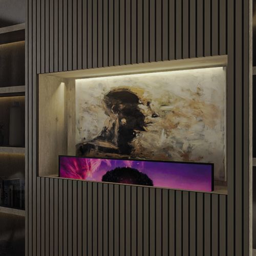Support TV sur pied avec élévateur d'écran - ARCHIMEDE   - Digisonic Srl - avec câblage dissimulé / en aluminium / en acier