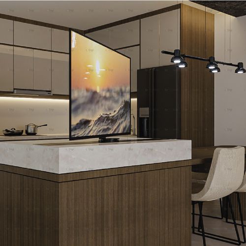 Support TV sur pied contemporain - ARCHIMEDE ROTOR  - Digisonic Srl - pivotant / avec élévateur d'écran / Made in Italy