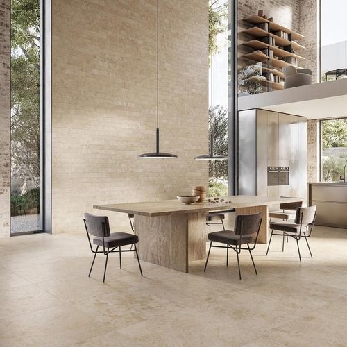 Carrelage en grès cérame - RACINES CLAIR - Novoceram sas - poli / structure / d'intérieur
