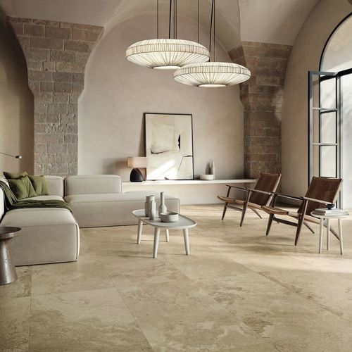 Carrelage en grès cérame - CLAIR - Novoceram sas - en pierre calcaire / mat / d'intérieur