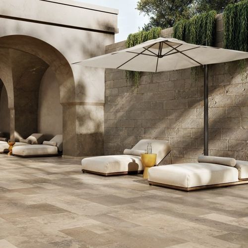 Carrelage en grès cérame - Solithe - Novoceram sas - en pierre calcaire / mat / d'intérieur