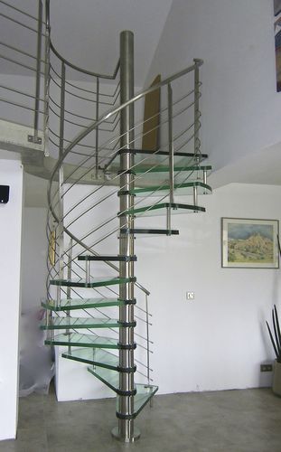 Escalier en colimaçon - SPIRO - Trescalini - hélicoïdal / à marches en verre / structure en acier inoxydable