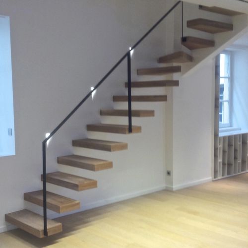 Escalier droit - AERO - Trescalini - quart tournant / demi-tournant / à marches en bois