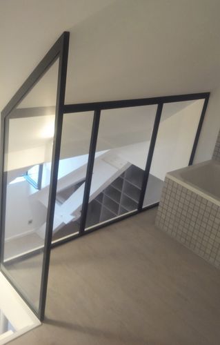 Cloison fixe - OFFICINA - Trescalini - vitrée / en acier / professionnelle