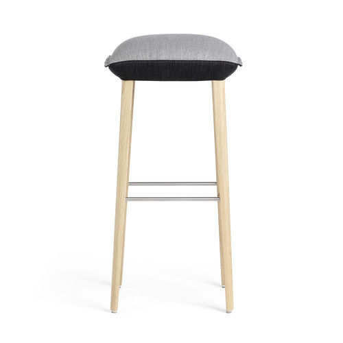 Tabouret de bar contemporain - SOFT STOOL BI H82 -A - Mobitec Systems S.A. - en cuir / avec piètement en bois / tapissé