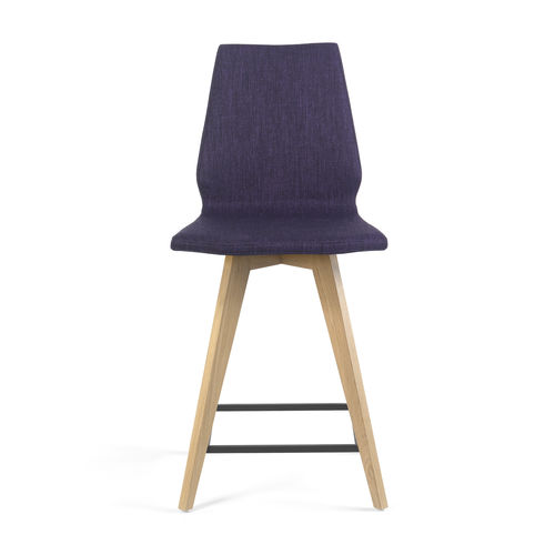 Tabouret de bar contemporain - MOOD#41 H62 PB UNI - Mobitec Systems S.A. - en cuir / avec piètement en bois / tapissé