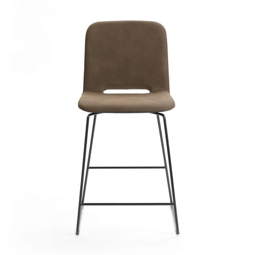 Tabouret contemporain - PAMP BI H62 PM - Mobitec Systems S.A. - en cuir / avec piètement en bois / avec piètement en métal