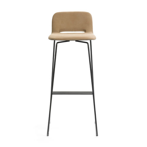 Tabouret contemporain - PAMP BI H82 PM - Mobitec Systems S.A. - en cuir / avec piètement en bois / avec piètement en métal