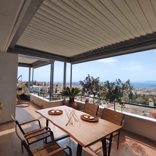 Pergola adossée - COSPICON  SA - en aluminium / à lames orientables / à lames brise soleil