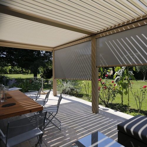 Pergola adossée - CospiBio - COSPICON  SA - en aluminium / à lames orientables / à lames brise soleil
