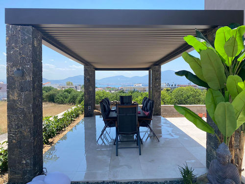 Pergola autoportée - cospiBio - COSPICON  SA - adossée / en aluminium / à lames orientables