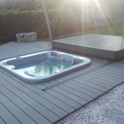 Terrasse mobile automatique - POOLDECK - 1 PLATEAU - Azenco Groupe - pour piscine enterrée