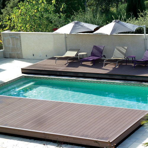 Terrasse mobile automatique - POOLDECK - 2 PLATEAUX - Azenco Groupe - pour piscine enterrée
