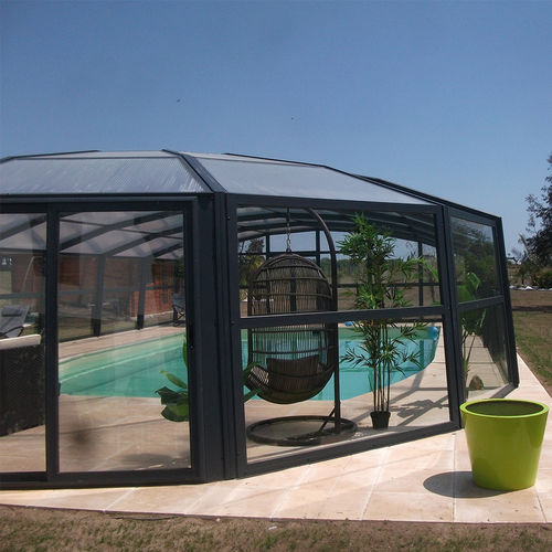 Abri de piscine haut - ROTONDA - Azenco Groupe - coulissant / en aluminium / en verre