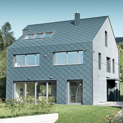 Bardage en écailles - RHOMBOID 44X44 - PREFA Aluminiumprodukte GmbH - en aluminium / losangé / gris