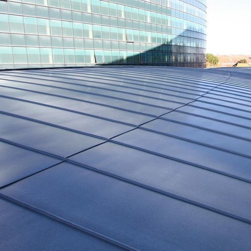 Couverture de toit plate - MEDITERRANEAN BLUE - ZINTEK - en zinc-titane / aspect métal / à joint debout