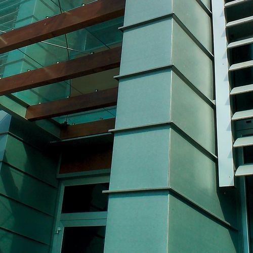 Façade ventilée en zinc-titane - LAGOON GREEN - ZINTEK - lisse / colorée