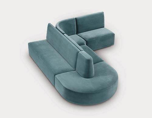 Canapé modulable - BISTRO - HMD Furniture - contemporain / en tissu / bleu