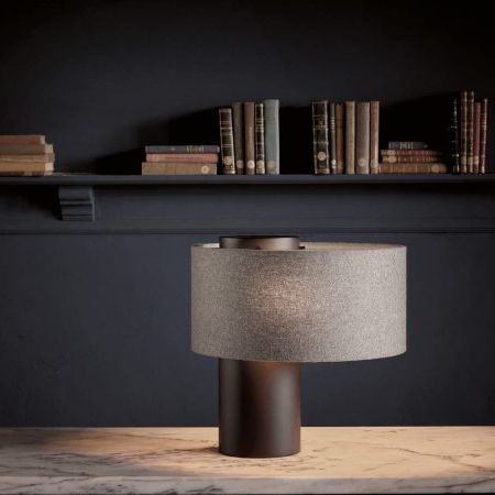 Lampe de table - BOBO - HMD Furniture - en métal brossé / en métal poli / en tissu