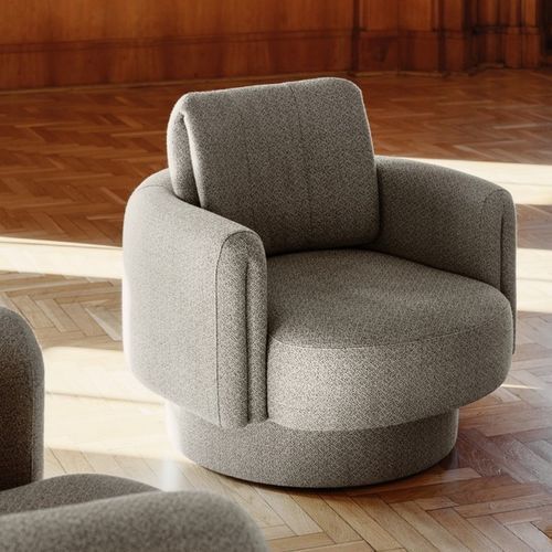 Fauteuil contemporain - ARROW - SEANROYALE - en tissu / en hêtre / gris