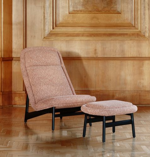 Fauteuil contemporain - BART - SEANROYALE - en tissu / en chêne / avec repose-pieds
