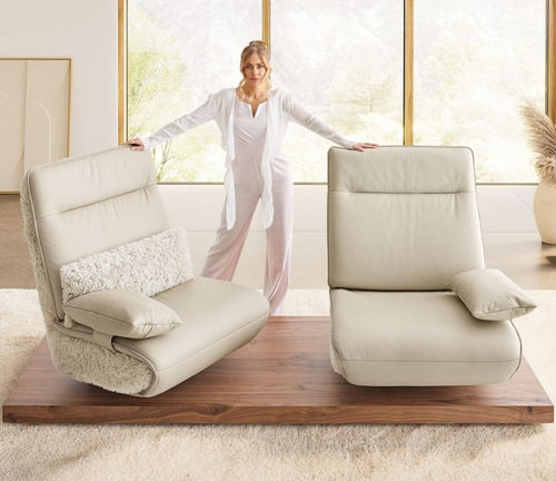 Canapé contemporain - ABEAM - SEANROYALE - en tissu / en cuir / avec accoudoirs