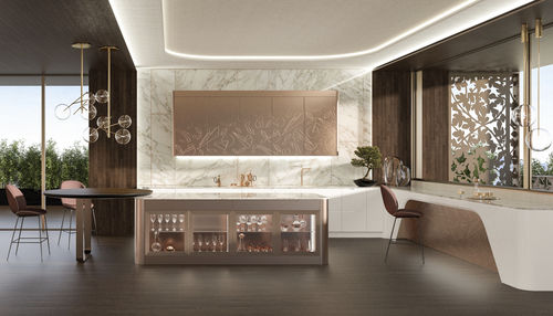 Cuisine contemporaine - SIXTIES - CASTAGNA CUCINE - en ébène / en verre / en marbre