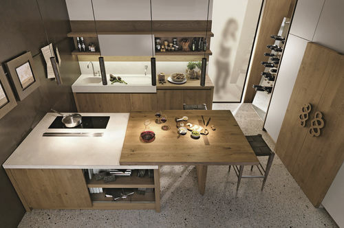 Cuisine contemporaine - NATURA - CASTAGNA CUCINE - en placage de bois / en bois massif / en chêne
