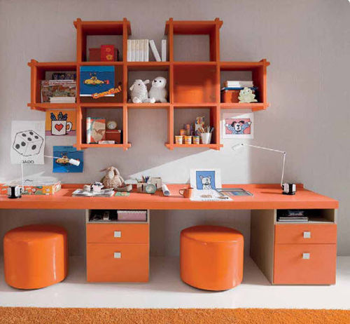 Bureau contemporain - CROSSING - Quelli della mariani - en bois / avec étagère / piétement en panneaux