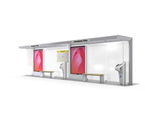 Abribus en verre - FLEX SERIES - Wall AG - en métal / intelligent / avec wi-fi intégré